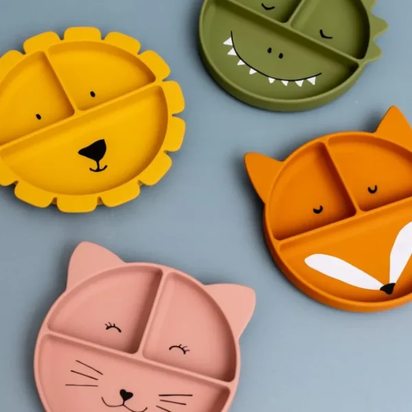 Assiette compartiments silicone avec ventouse Mr Fox, Trixie