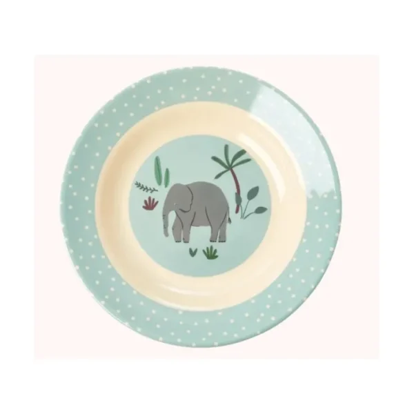 Assiette creuse bleu Eléphant en mélamine, Rice