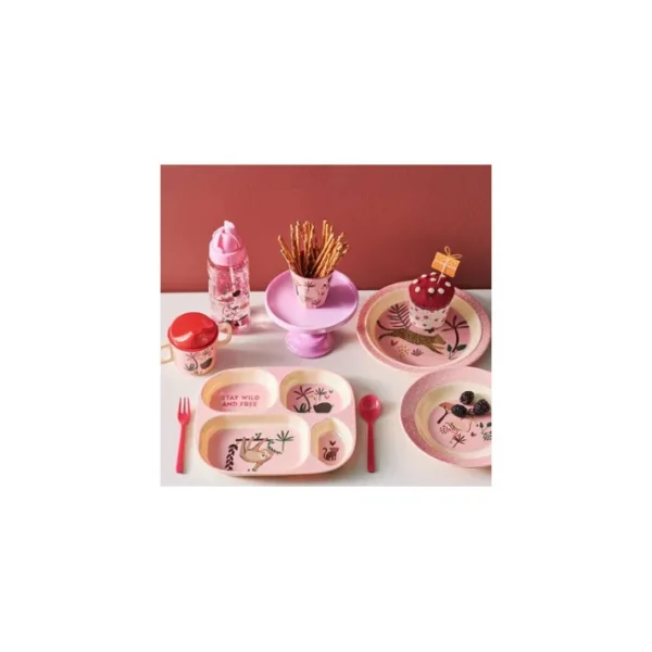 Assiette creuse rose Flamant en mélamine, Rice