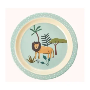 Assiette plate bleu Lion en mélamine, Rice