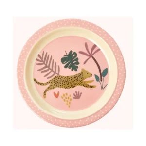 Assiette plate rose Guépard en mélamine, Rice