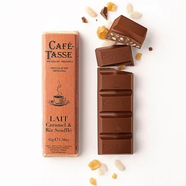 Barre de chocolat au Lait Caramel et Riz Soufflé, Café Tasse