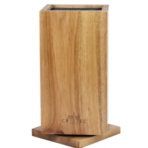 Bloc Couteaux rotatif en bois d'acacia, Cristel