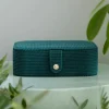 Boîte à Bijoux de Voyage Brigitte Velours Côtelé Vert, Maison Scarlett