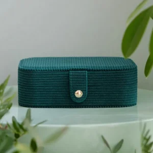 Boîte à Bijoux de Voyage Brigitte Velours Côtelé Vert, Maison Scarlett