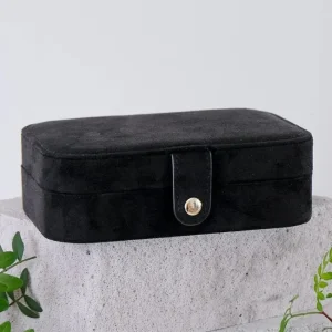 Boîte à Bijoux de Voyage Brigitte Velours Noir, Maison Scarlett