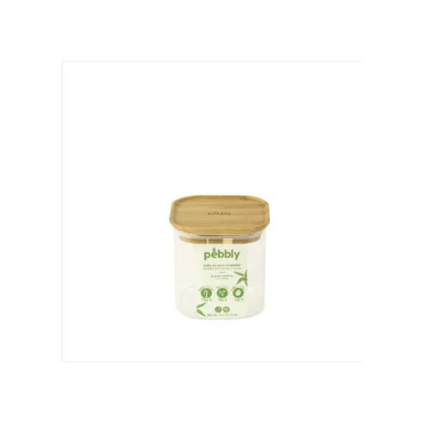 Boîte en verre couvercle bambou empilable, pebbly