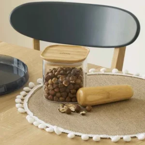 Boîte en verre couvercle bambou empilable, pebbly