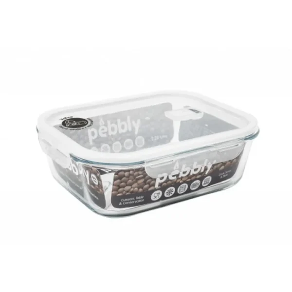 Boîte rectangulaire en verre 2.25L, Pebbly