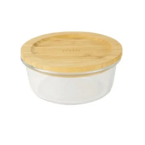Boîte ronde en verre et bambou 620ml, Pebbly