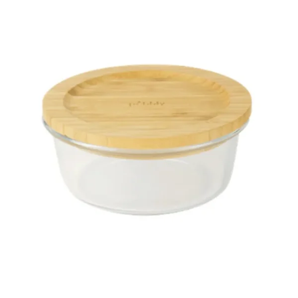 Boîte ronde en verre et bambou 620ml, Pebbly