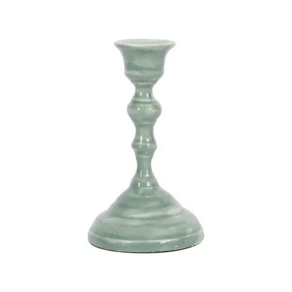 Bougeoir émaillé Baroque Sauge, Côté Table