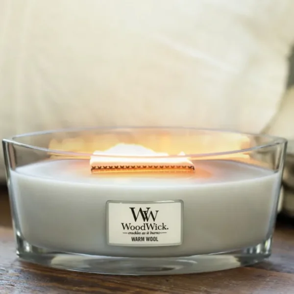 Bougie parfumée Ellipse Douceur de Laine, Woodwick