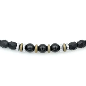 Bracelet Homme 3 tours Magnetic Gentleman Tourmaline Noire, Têtes Blondes