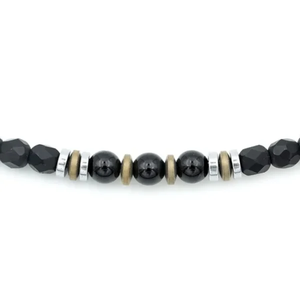 Bracelet Homme 3 tours Magnetic Gentleman Tourmaline Noire, Têtes Blondes
