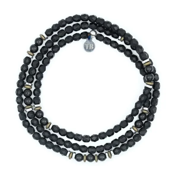 Bracelet Homme 3 tours Magnetic Gentleman Tourmaline Noire, Têtes Blondes