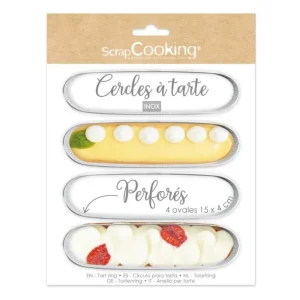4 Cercles à tarte individuels perforés Ovales, Scrapcooking