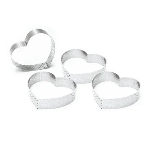 4 Cercles à tarte individuels perforés Coeurs, Scrapcooking