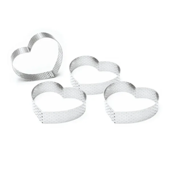 4 Cercles à tarte individuels perforés Coeurs, Scrapcooking