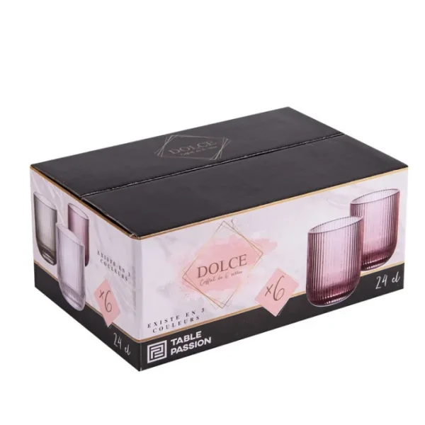Coffret 6 gobelets 24 cl Dolce Gris, Table Passion