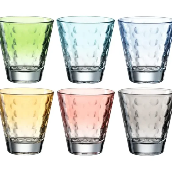 Coffret 6 gobelets assortis Optic pastel, Léonardo