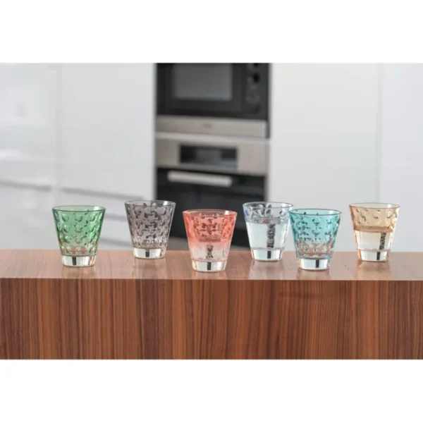 Coffret 6 gobelets assortis Optic pastel, Léonardo