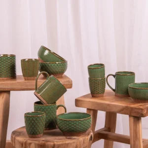 Coffret 4 gobelets 20cl Jaspe Vert, Table Passion