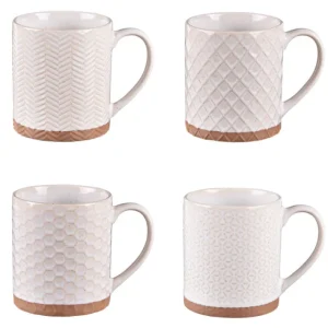 Coffret 4 mugs 35cl Jaspe Beige, Table Passion