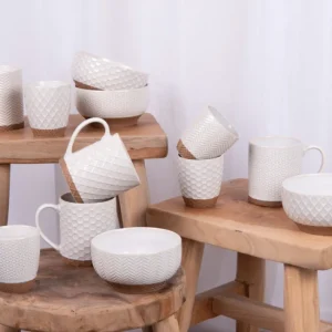 Coffret 4 mugs 35cl Jaspe Beige, Table Passion