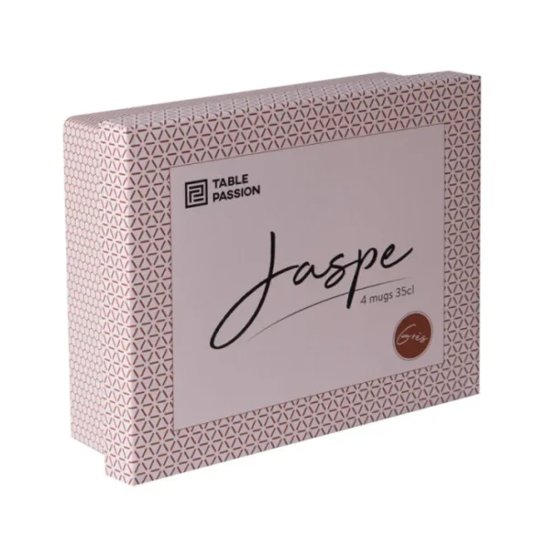 Coffret 4 mugs 35cl Jaspe Beige, Table Passion