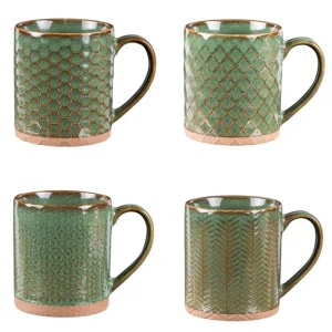 Coffret 4 mugs 35cl Jaspe Vert, Table Passion