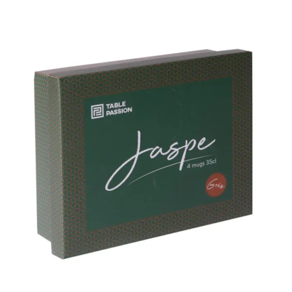 Coffret 4 mugs 35cl Jaspe Vert, Table Passion