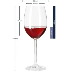 Coffret 6 verres à vin rouge 46 cl Daily, Léonardo