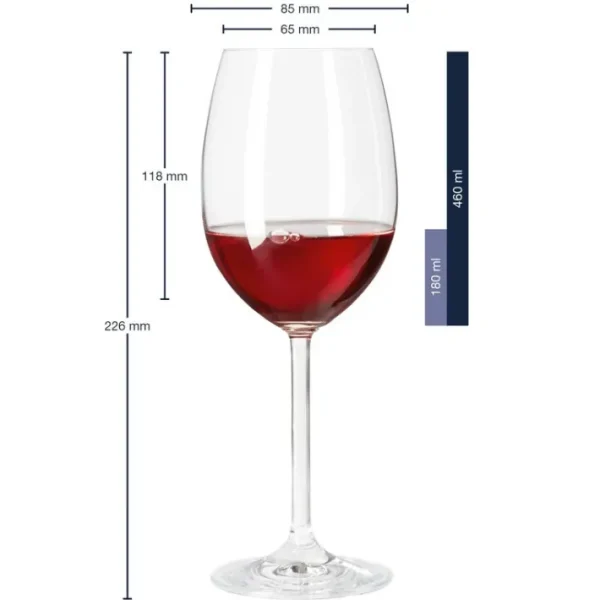 Coffret 6 verres à vin rouge 46 cl Daily, Léonardo