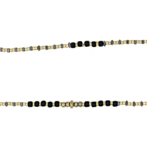 Collier et Bracelet 6 tours Andy Gold Noir, Têtes Blondes