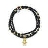 Collier et Bracelet 3 tours Doudou Dédé Noir, Têtes Blondes