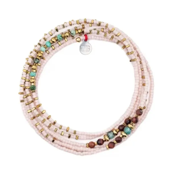 Collier et Bracelet 6 tours New Andy Rose Guimauve, Têtes Blondes