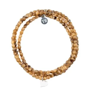Collier et Bracelet 3 tours Coeur Silver Caramel, Têtes Blondes