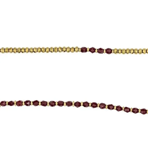 Collier et Bracelet 6 tours Caroline Rouge Cerise, Têtes Blondes