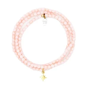 Collier et Bracelet 3 tours Polaire Rose Guimauve, Têtes Blondes