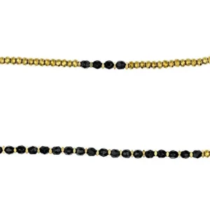 Collier et Bracelet 6 tours Caroline Gold Noir, Têtes Blondes