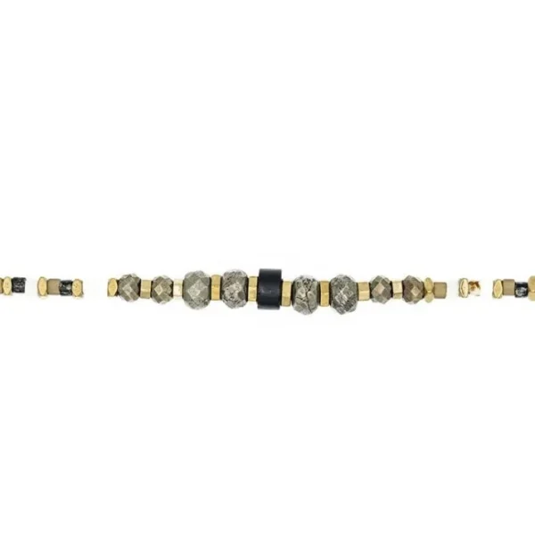 Collier et Bracelet 6 tours Python Slim, Têtes Blondes