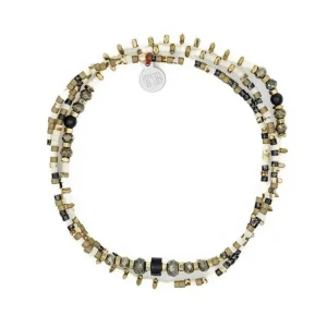 Collier et Bracelet 3 tours Python Slim, Têtes Blondes