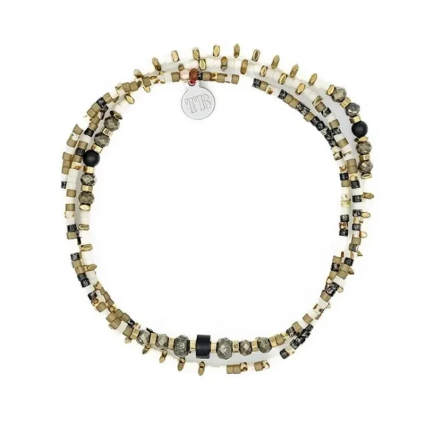 Collier et Bracelet 3 tours Python Slim, Têtes Blondes