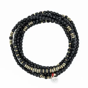 Collier et Bracelet 6 tours Black Panther, Têtes Blondes
