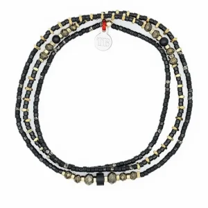 Collier et Bracelet 3 tours Black Panther Slim, Têtes Blondes