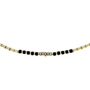 Collier et Bracelet 3 tours Andy Gold Noir, Têtes Blondes
