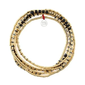 Collier et Bracelet 6 tours Andy Gold Noir, Têtes Blondes