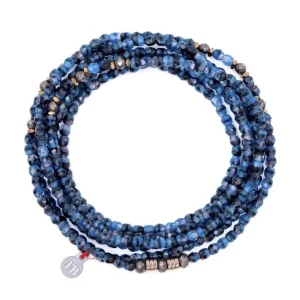 Collier et Bracelet 6 tours Gabrielle Denim Marbré, Têtes Blondes