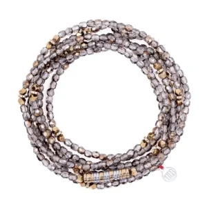 Collier et Bracelet 6 tours Lizbeth Cristal, Têtes Blondes